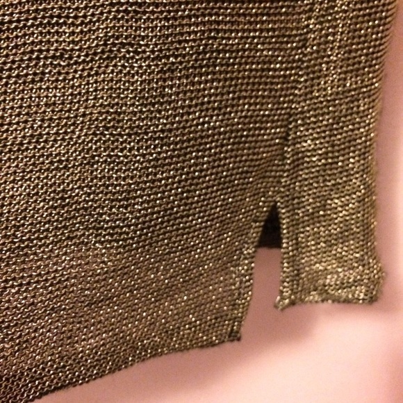 FRENCH CONNECTION GOLD CHAIN FAUX CHAIN MAIL METALLIC SHEATH DRESS 0 NYE - Picture 8 of 13